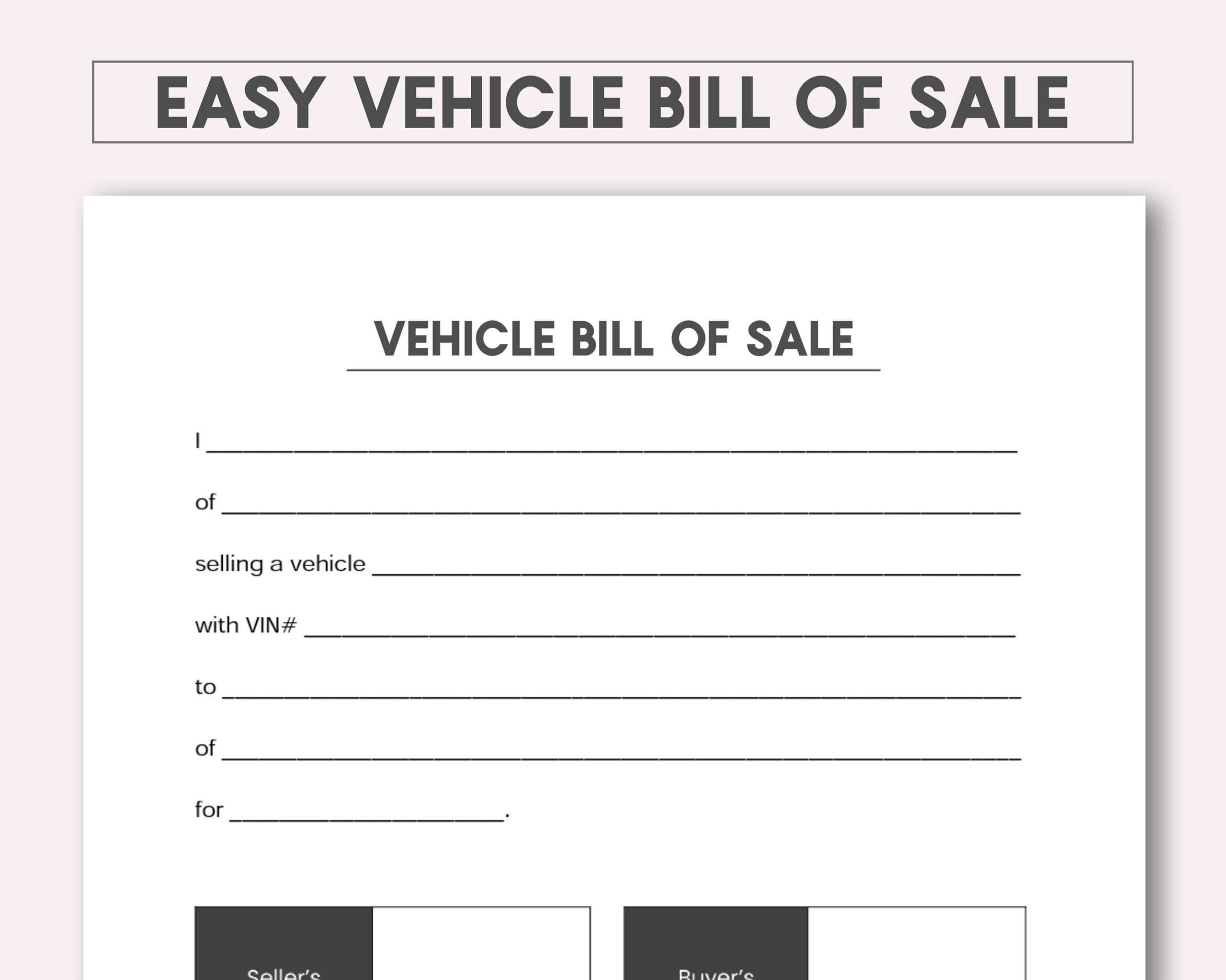 Bill Of Sale Template Printable