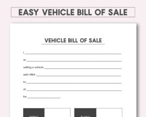 1 Page Vehicle Bill Of Sale Etsy de