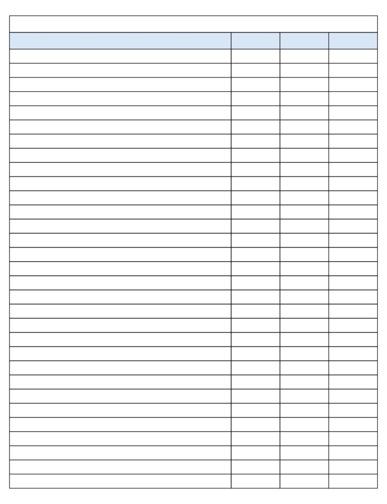 Printable 4 Column Chart Template Printables Template Free