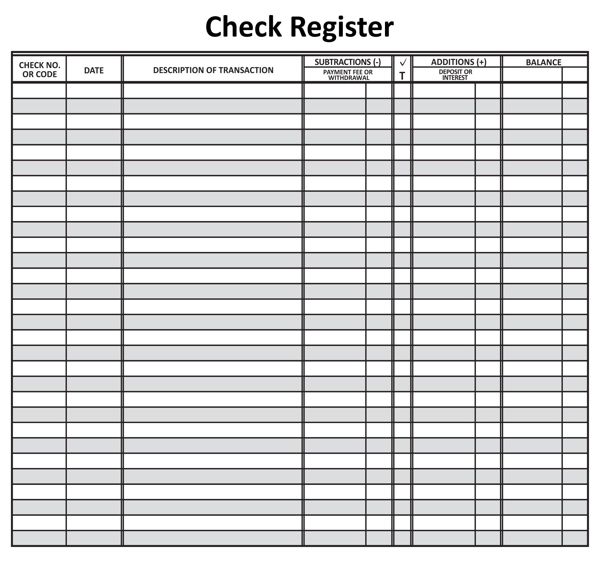 Free Printable Check Register Template Printables Template Free