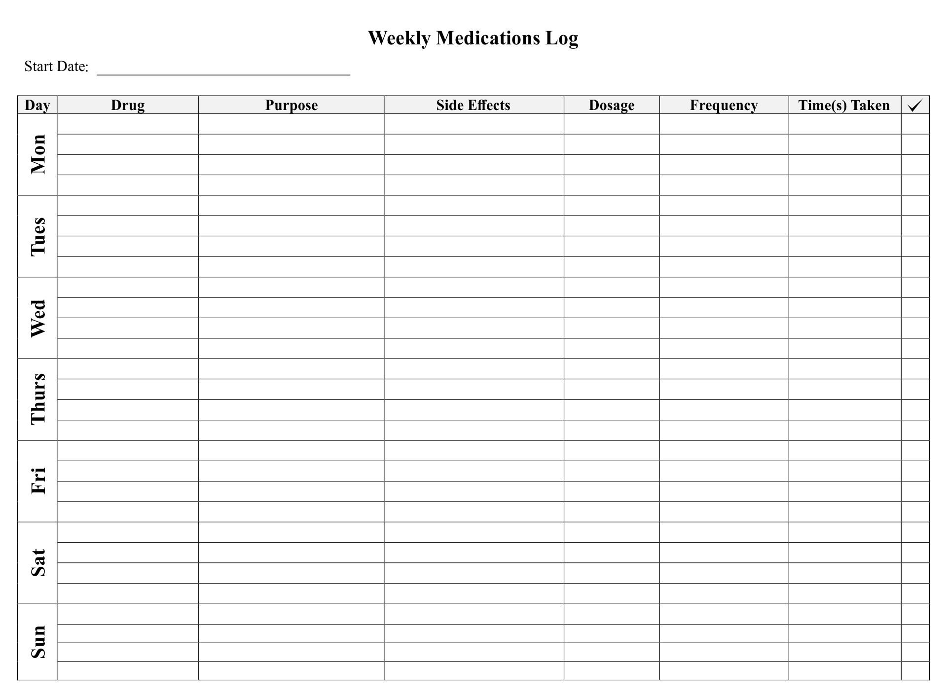 Printable Free Printable Medication Lists Templates