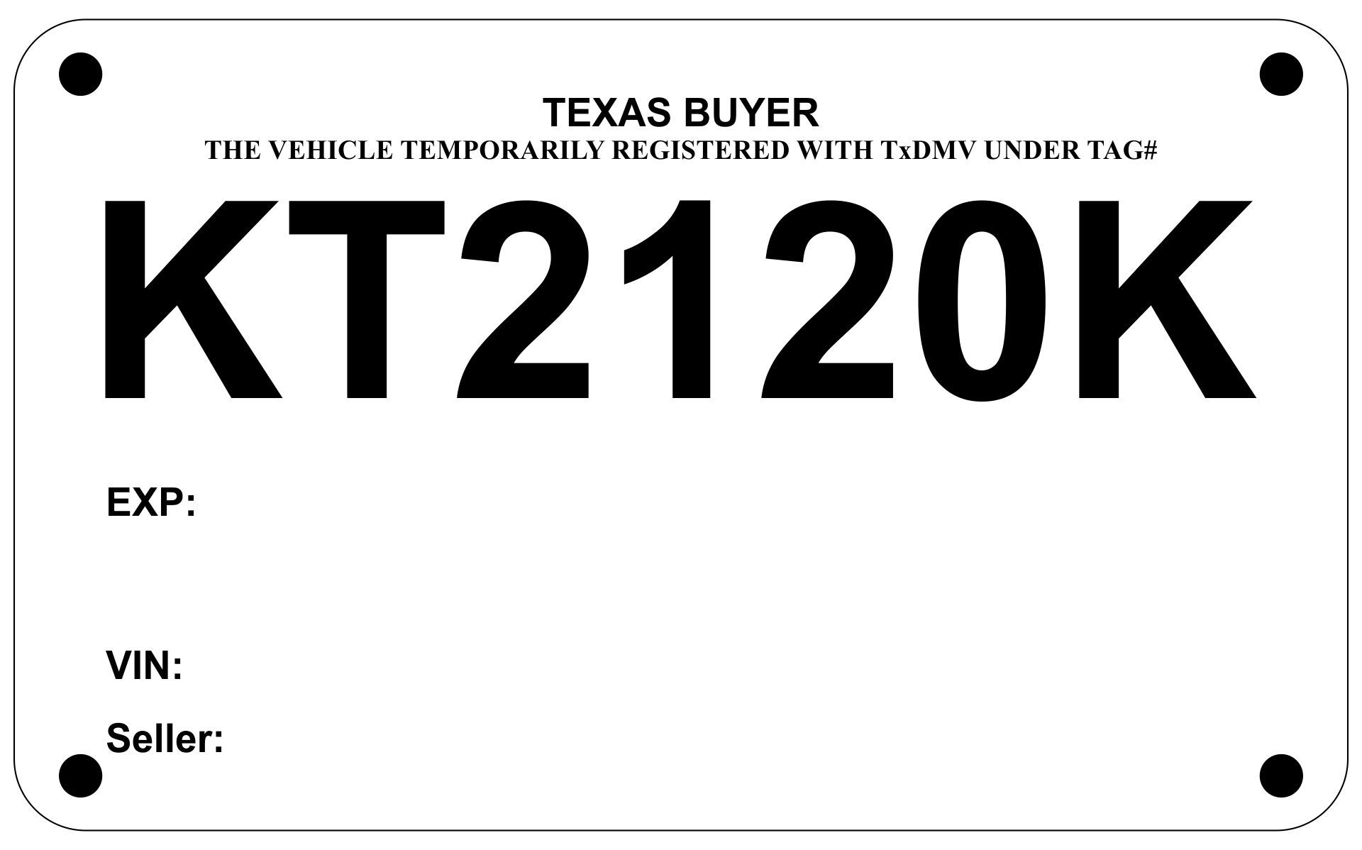 Pdf Blank Printable Temporary License Plate Template Printables