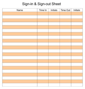 10 Best Sign Out Sheet Template Printable Printablee