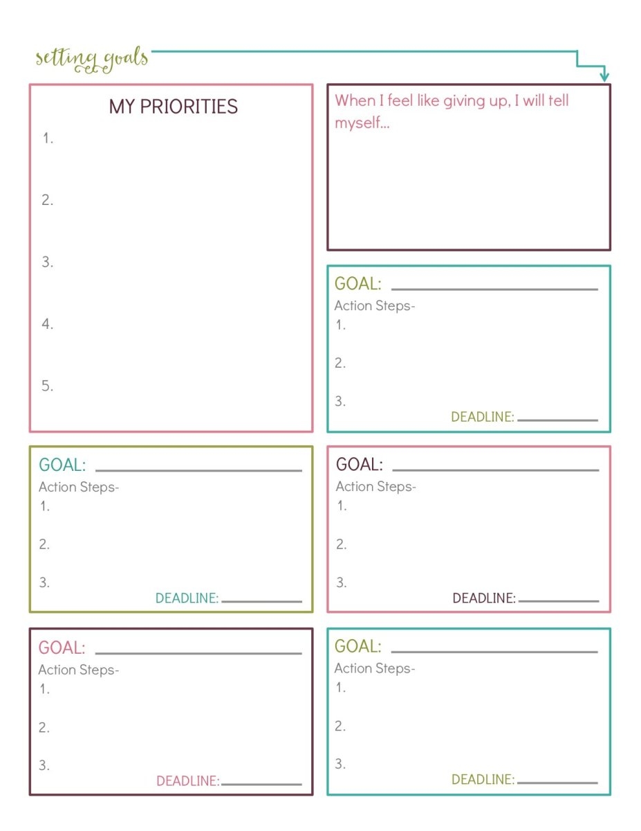 Template Printable Goal Setting Worksheet
