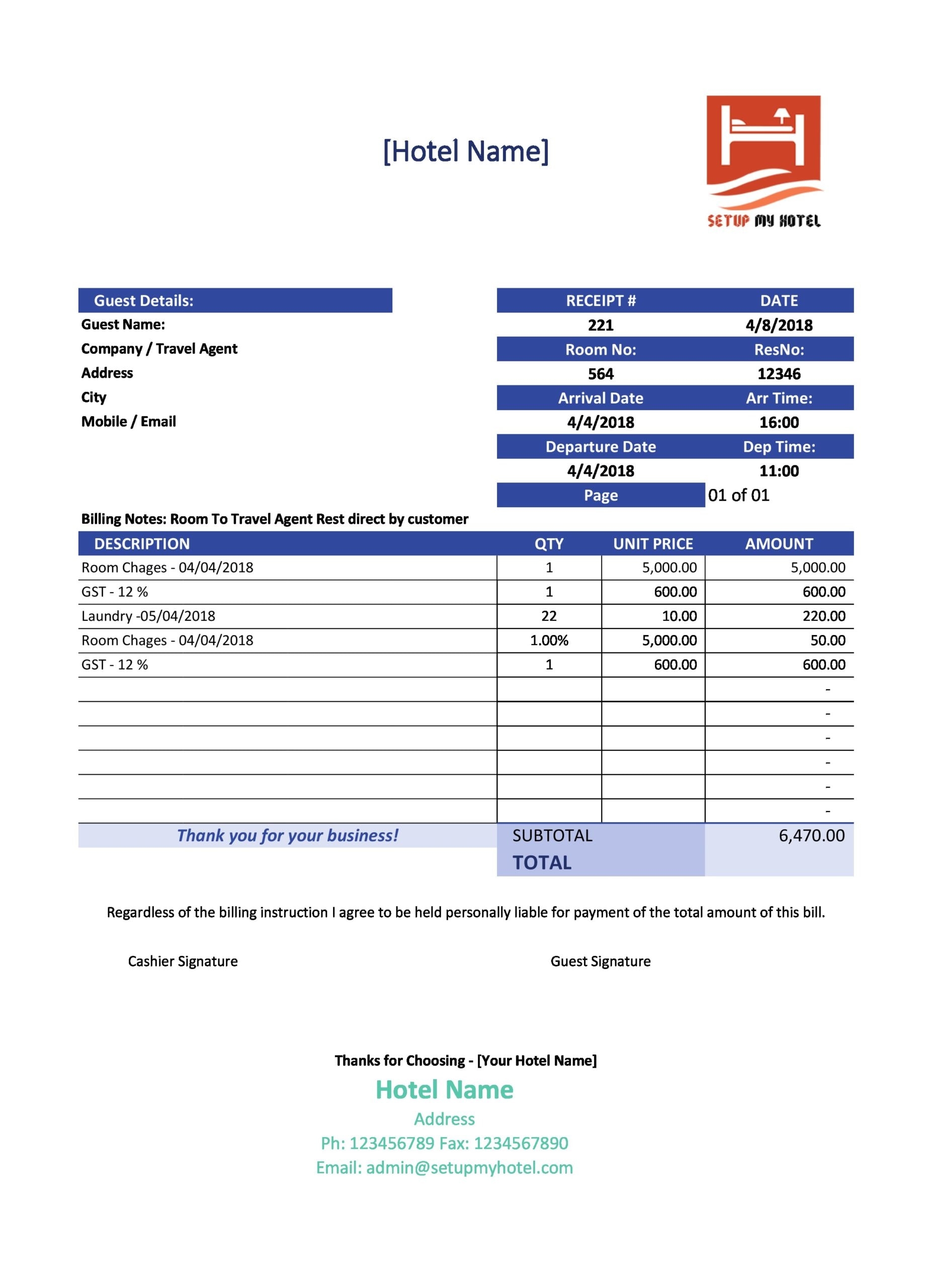 30 Real Fake Hotel Receipt Templates TemplateArchive