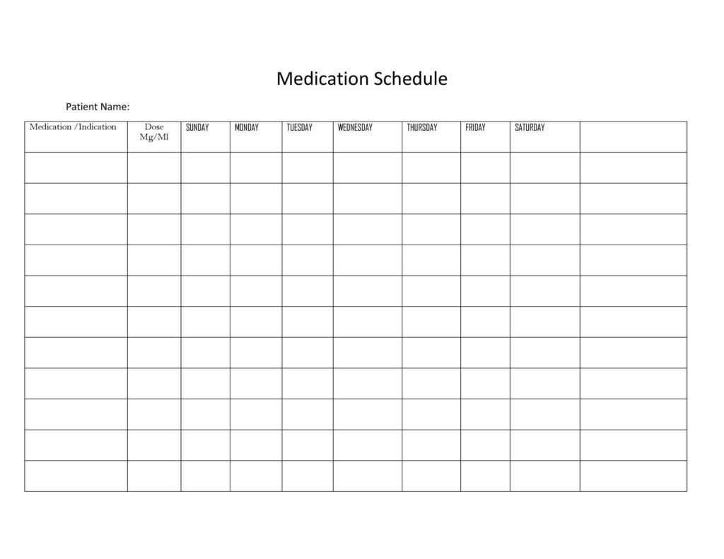 Printable Daily Medication Schedule Template Printables Template Free