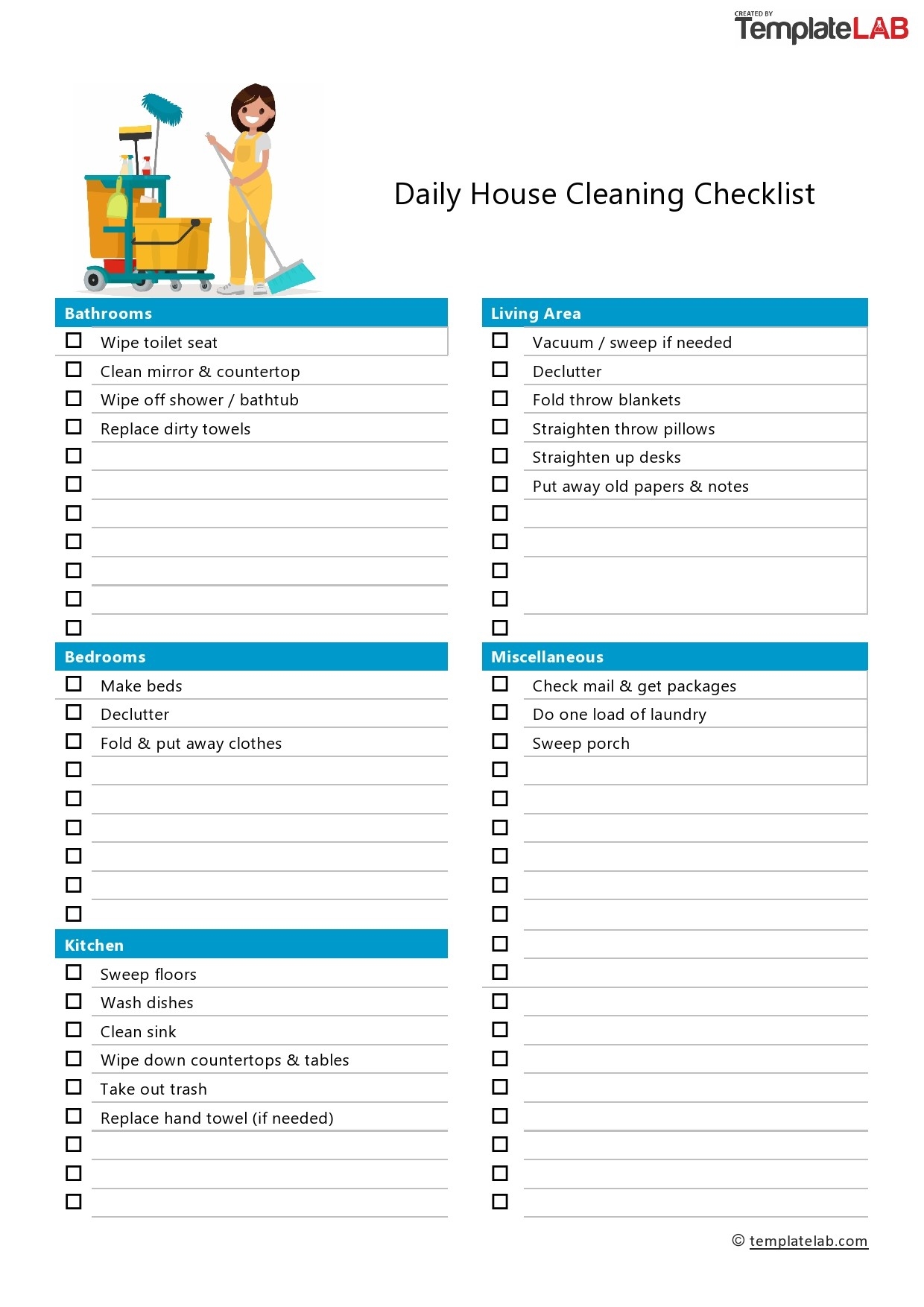 Customizable Free Printable Cleaning Schedule Template