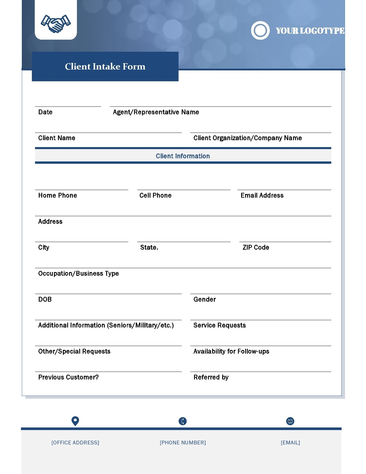 42 Printable Client Intake Forms FREE Templates TemplateLab
