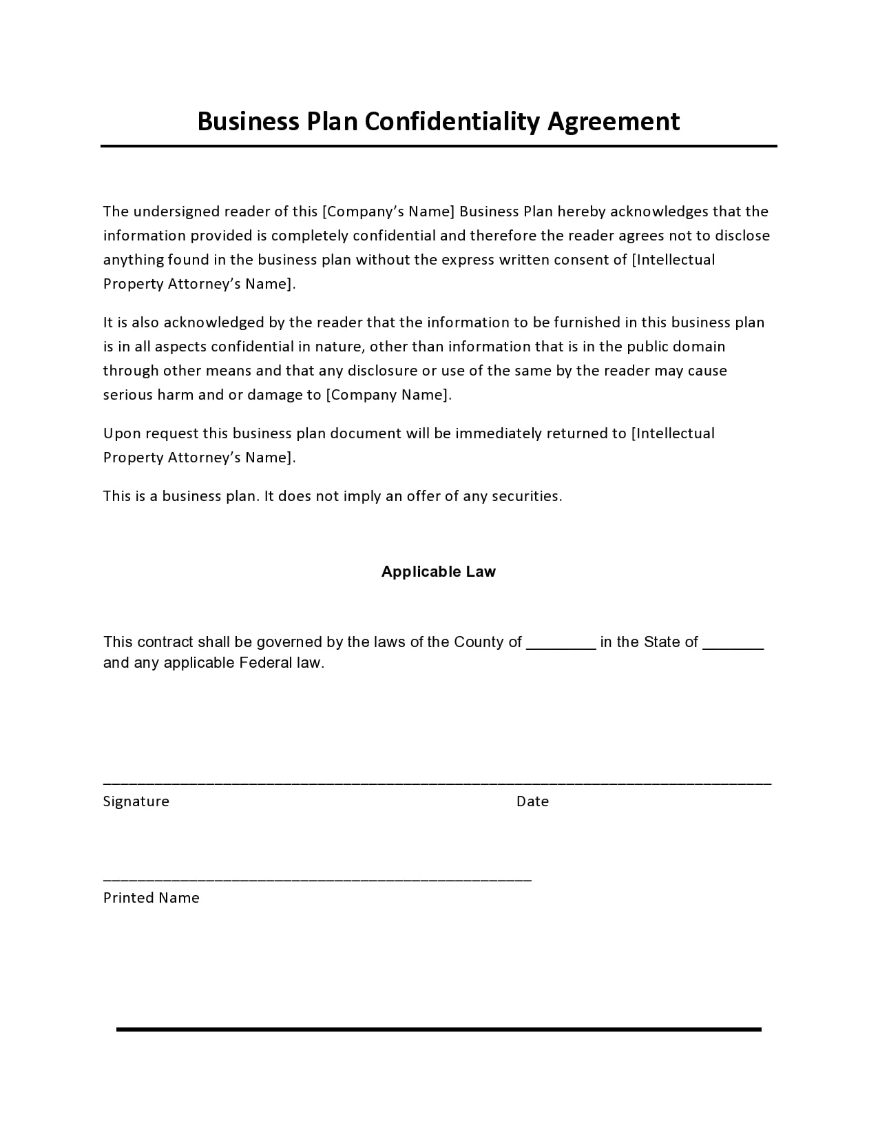 Printable Simple Confidentiality Agreement Template Word Printables Template Free 7117