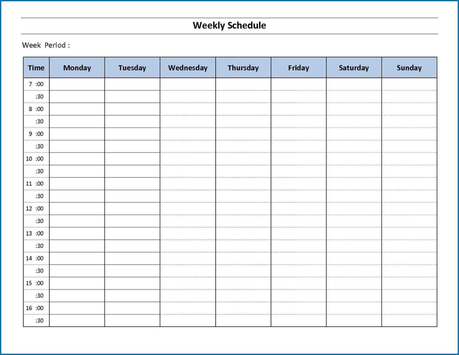 7 Day Printable Weekly Schedule Template - Printables Template Free