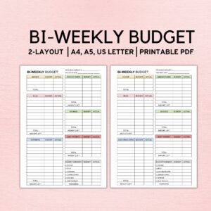 Bi Weekly Budget Planner Template Paycheck Budget Printable Etsy de