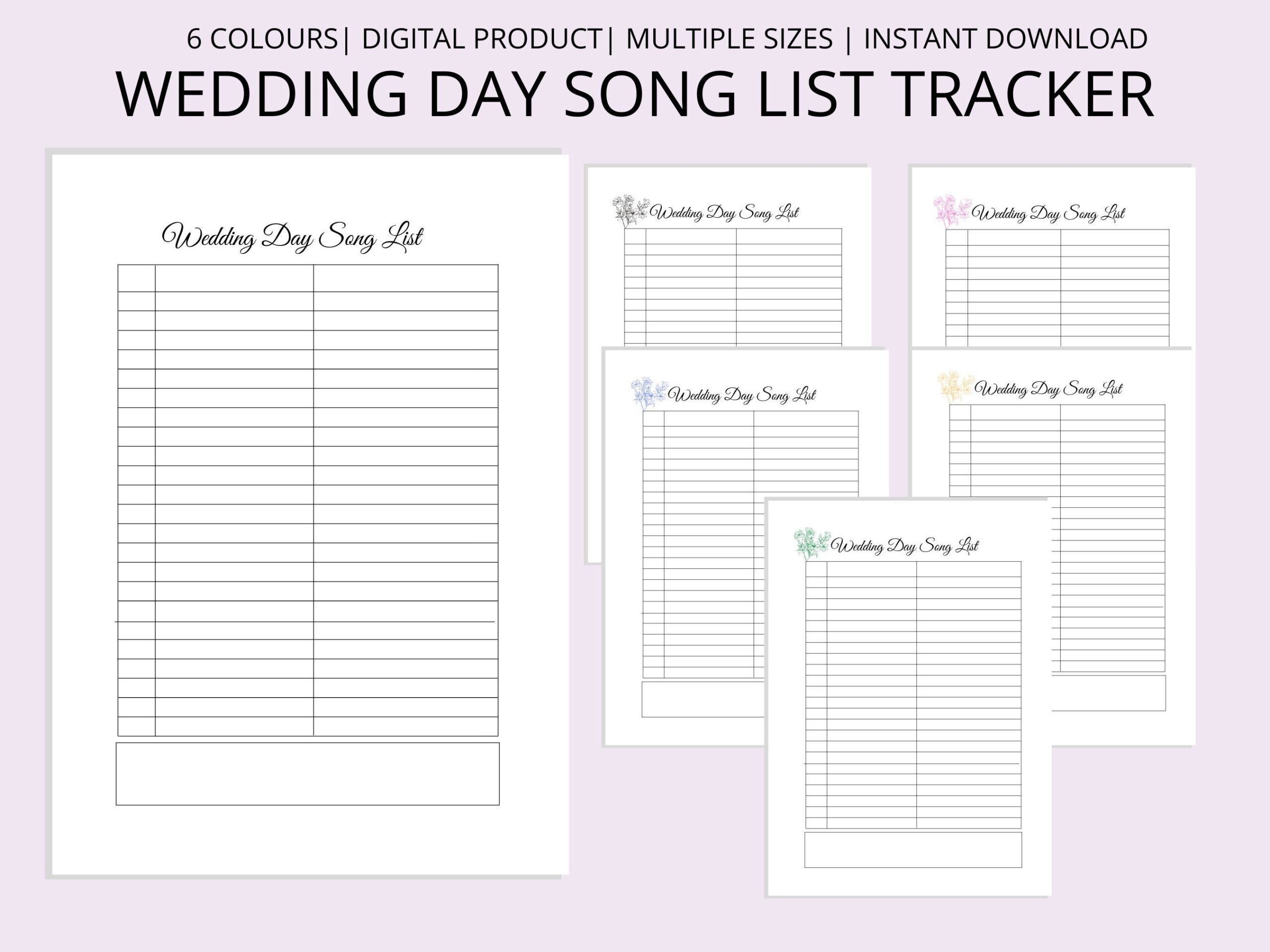 Blank Wedding Song List Minimalist Song List Tracker Etsy de