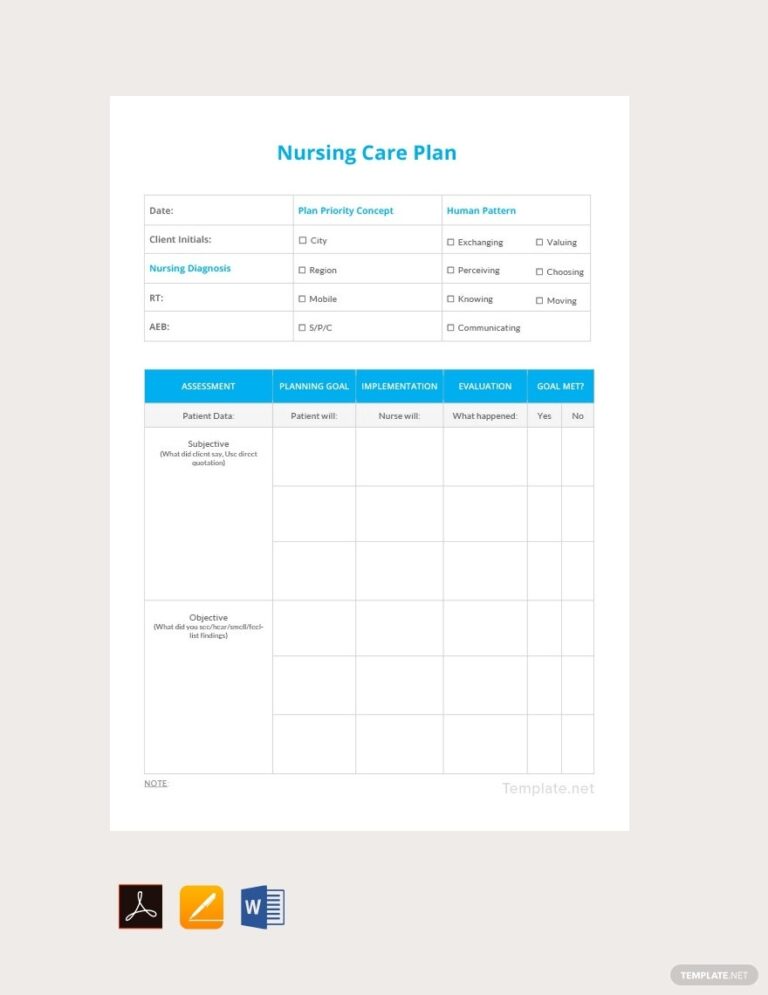 Blank Printable Care Plan Template - Printables Template Free