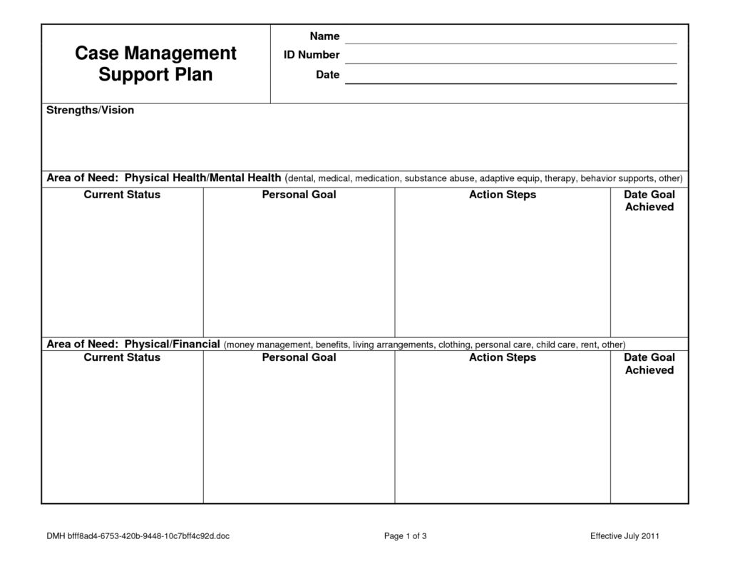 Printable Case Plan Template Social Work Printables Template Free