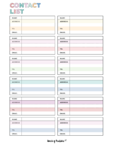 Contact List Templates 12 Of The Best Styles World Of Printables