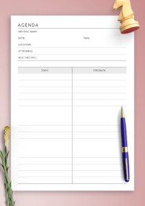 Download Printable Team Meeting Agenda Template PDF