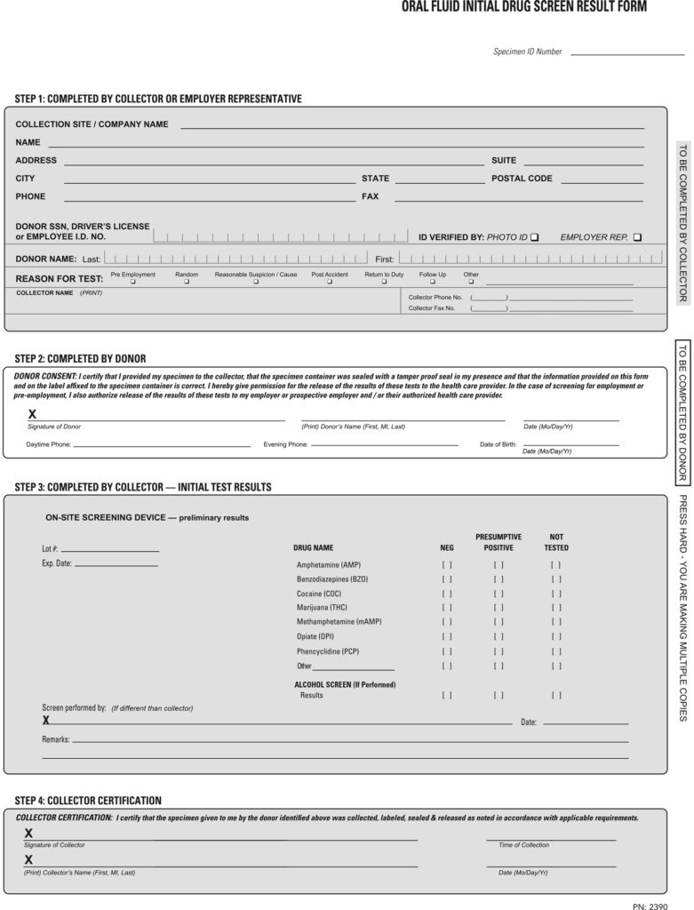Printable Drug Test Form Template