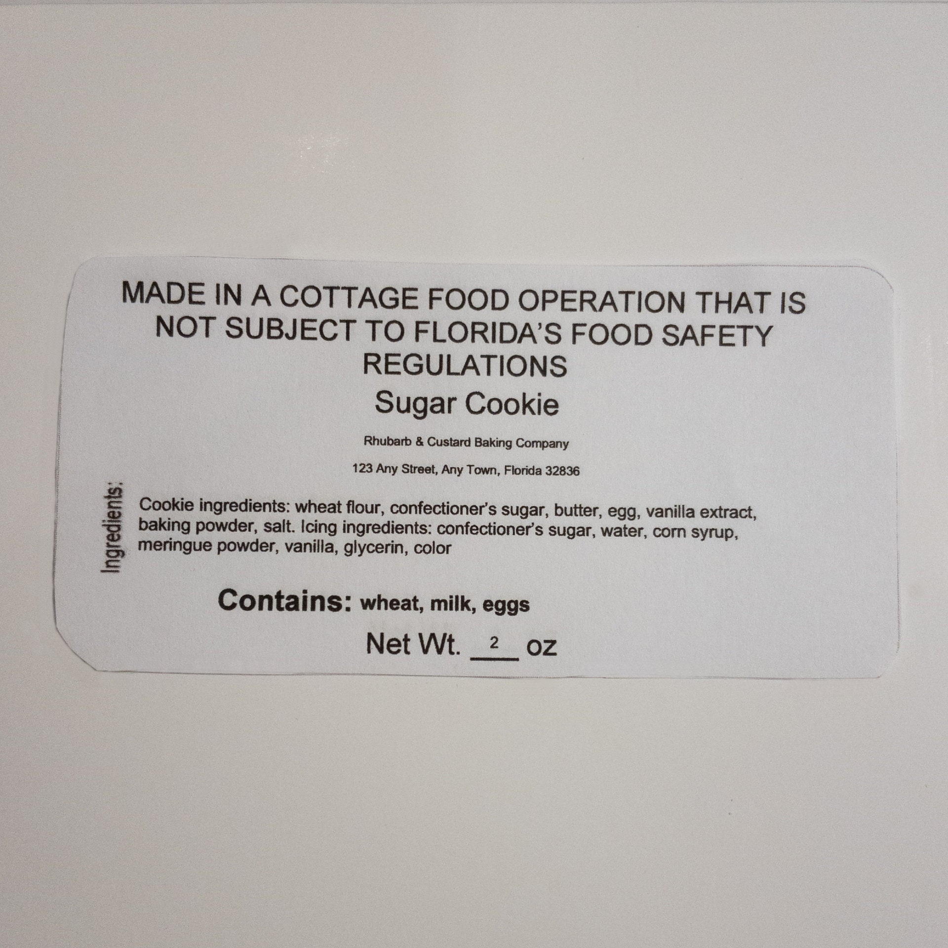 Printable Cottage Food Label Template