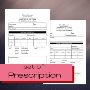 Editable Prescription Set For Optometry Contact Lens Etsy