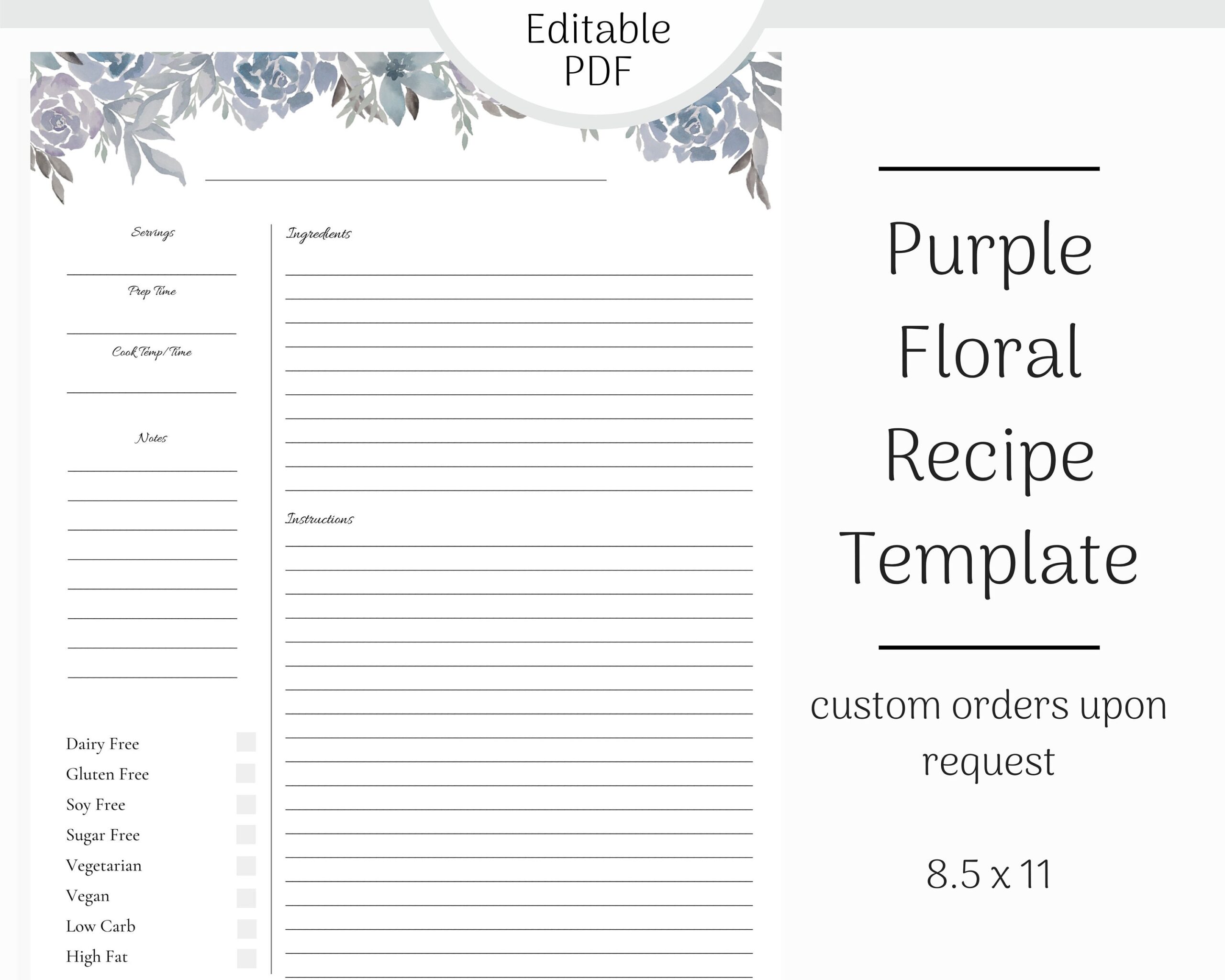 Printable Free Full Page Recipe Templates For Word Printables