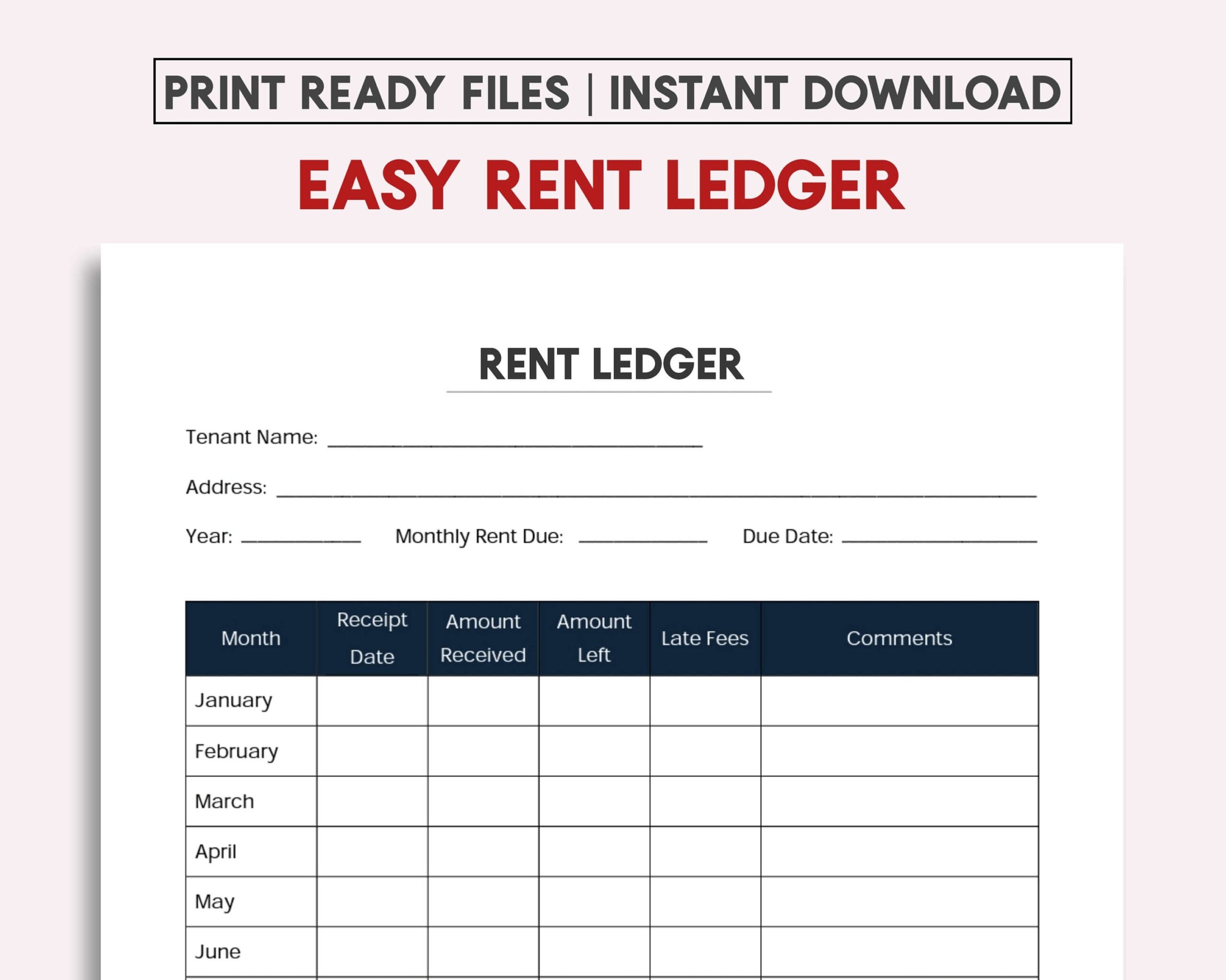 Landlord Free Printable Rental Ledger Template