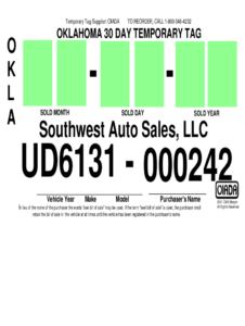 Fill Edit And Print Oklahoma 30 Day Temp Tag Form Online SellMyForms