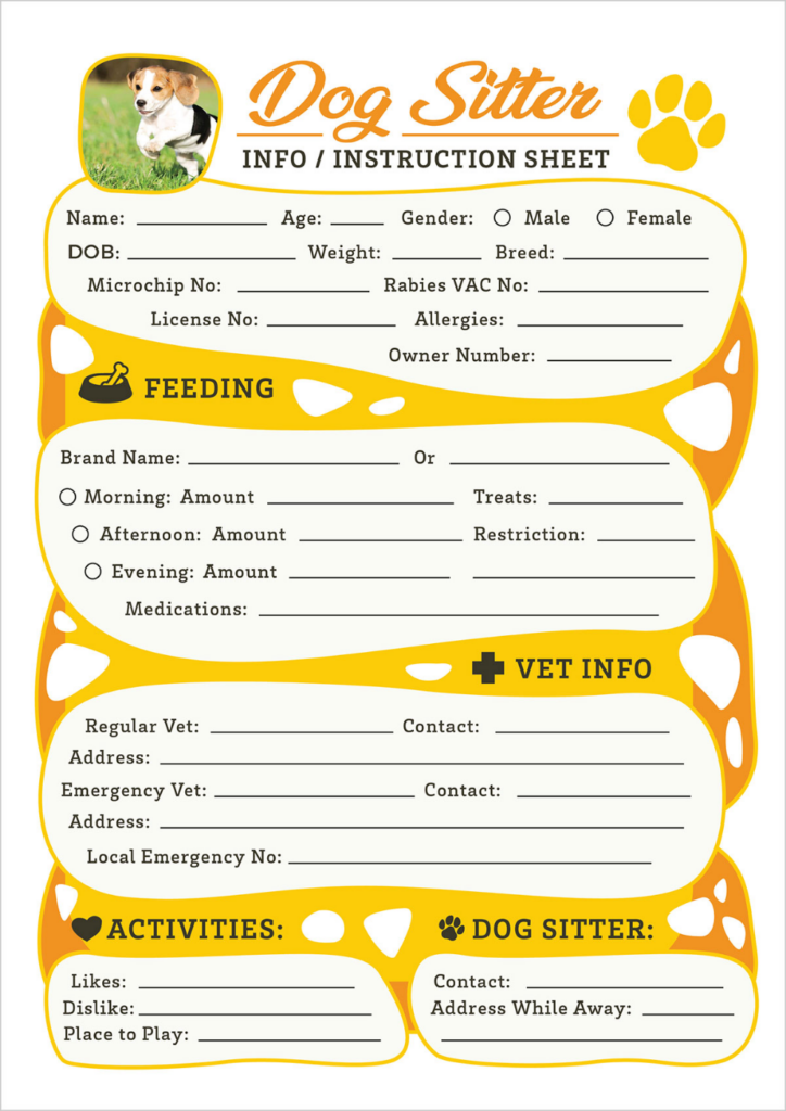 Printable Pet Sitter Instructions Template Printables Template Free