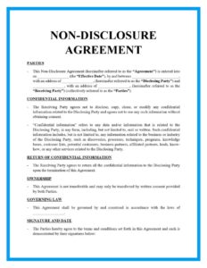 Free Non Disclosure Agreement Template Document