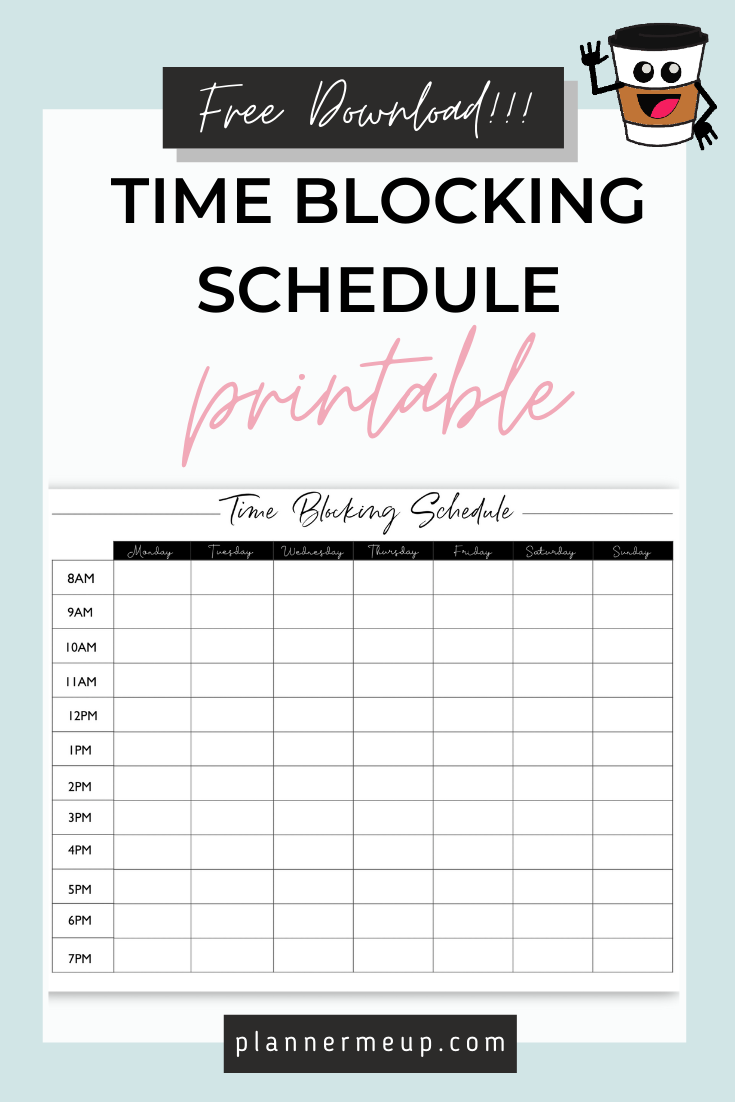 FREE Planner Page Printable Time Blocking Printable Time Blocking Template Free Planner Pages Time Blocking Printable Time Blocking