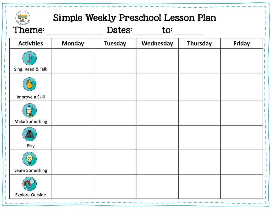 Printable Creative Curriculum Preschool Lesson Plan Template