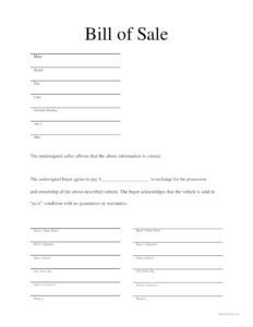 Free Printable Bill Of Sale Template Paper Trail Design