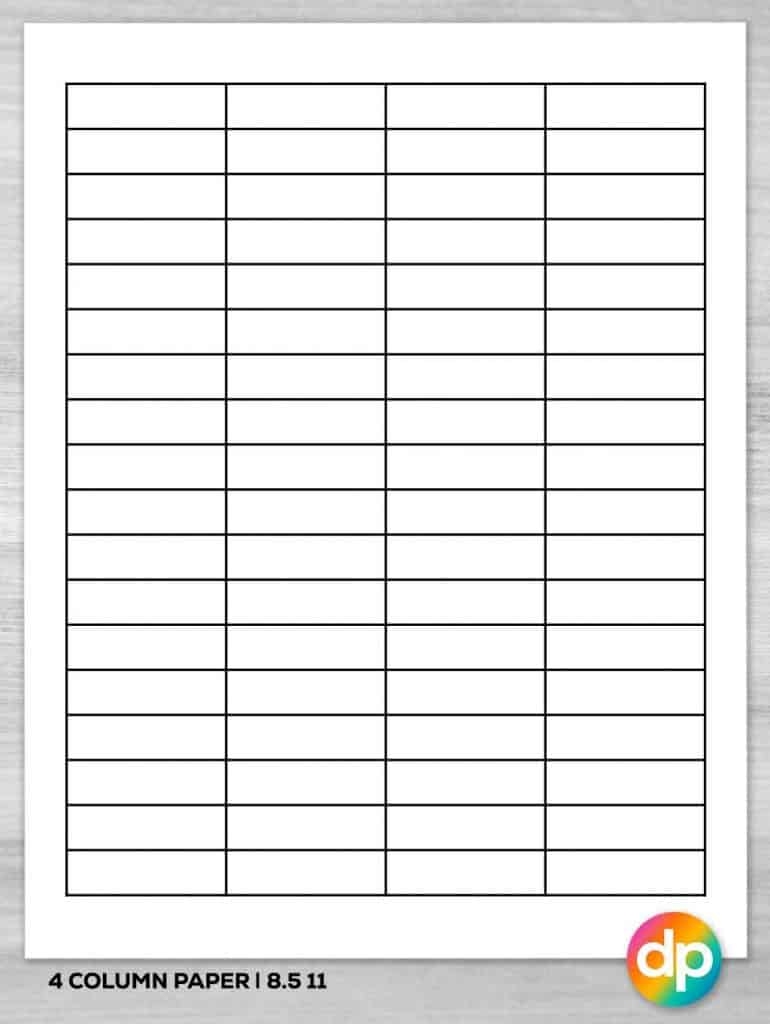 Printable 4 Column Chart Template