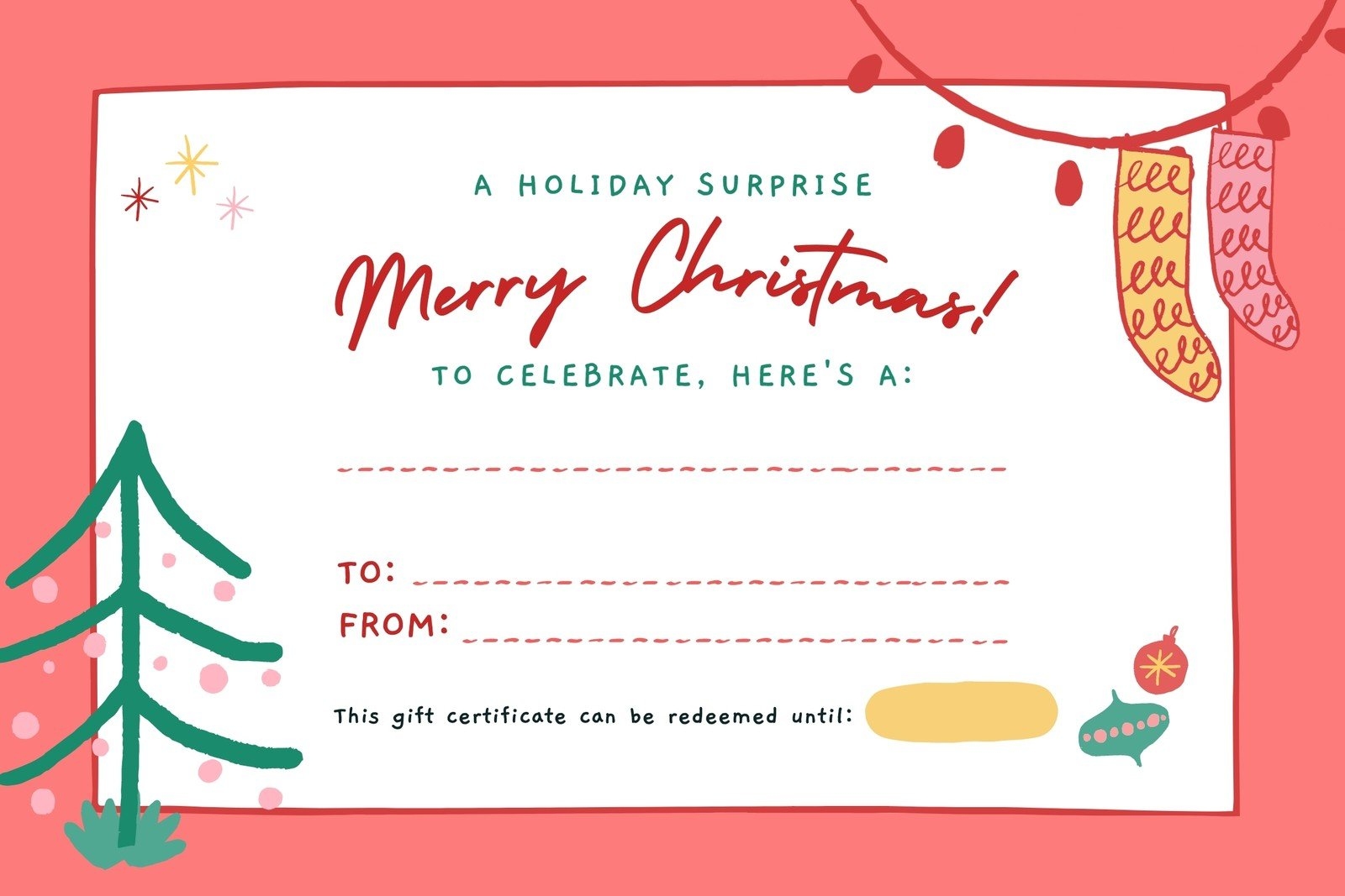 Free Christmas Gift Card Template Printable