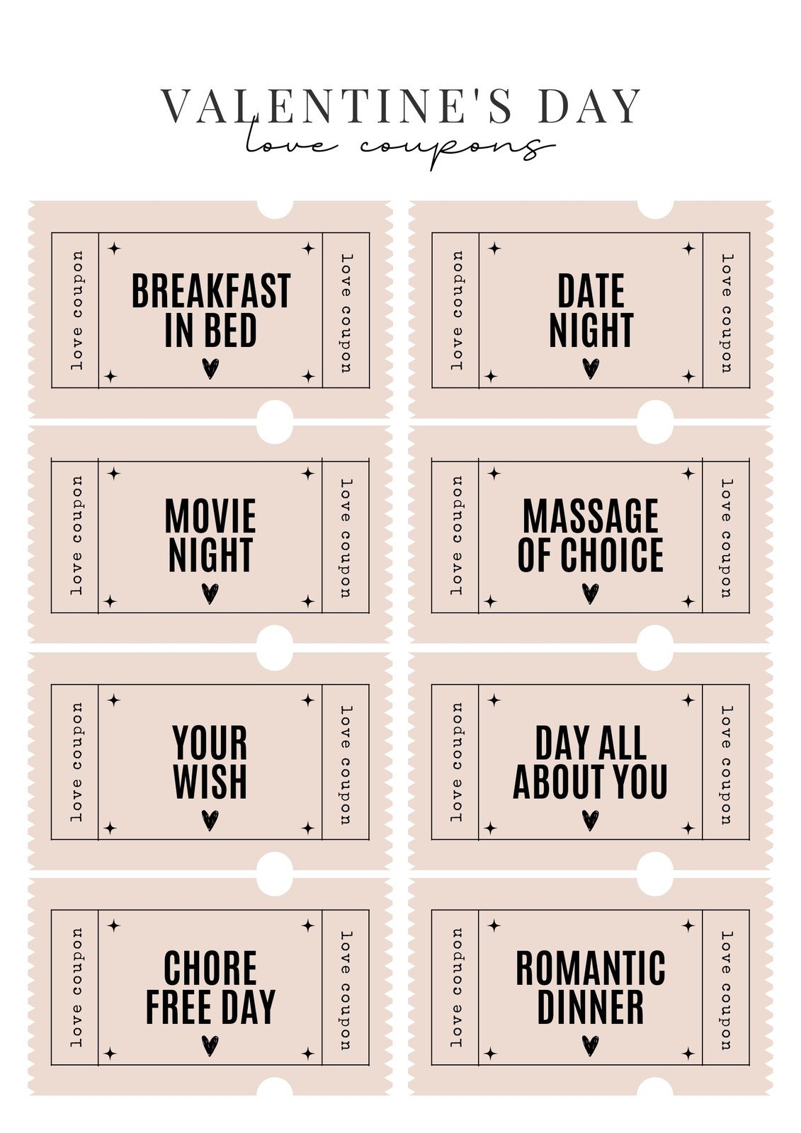 Printable Love Coupons Template