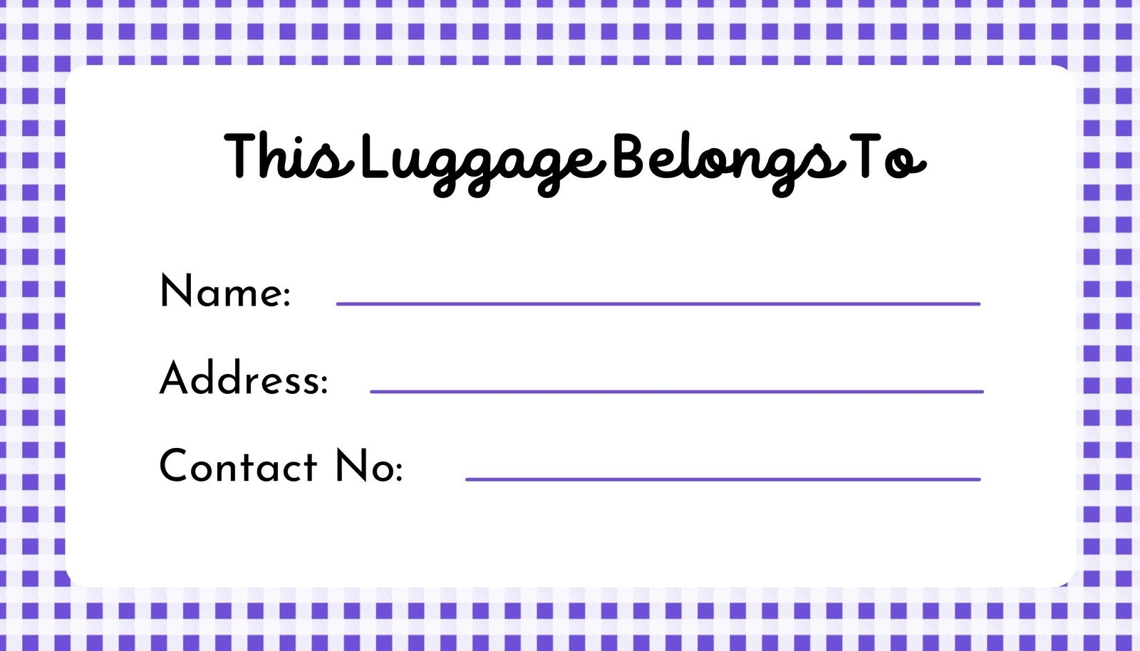 Editable Printable Downloadable Luggage Tag Template Printables