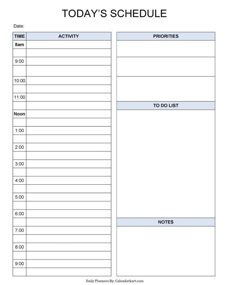 Free Printable Daily Organizer Template Printables Template Free