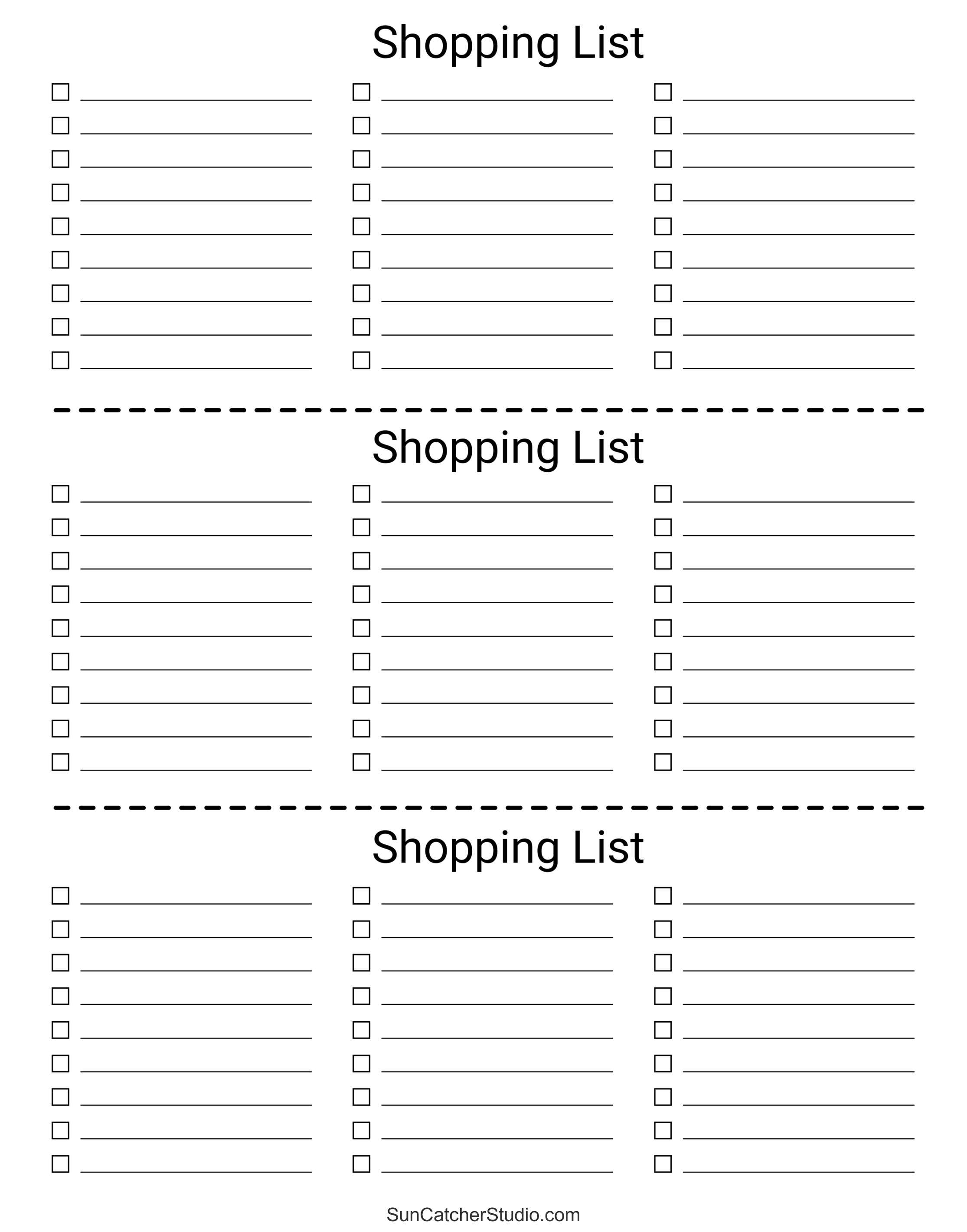 Free Grocery List Template Printable