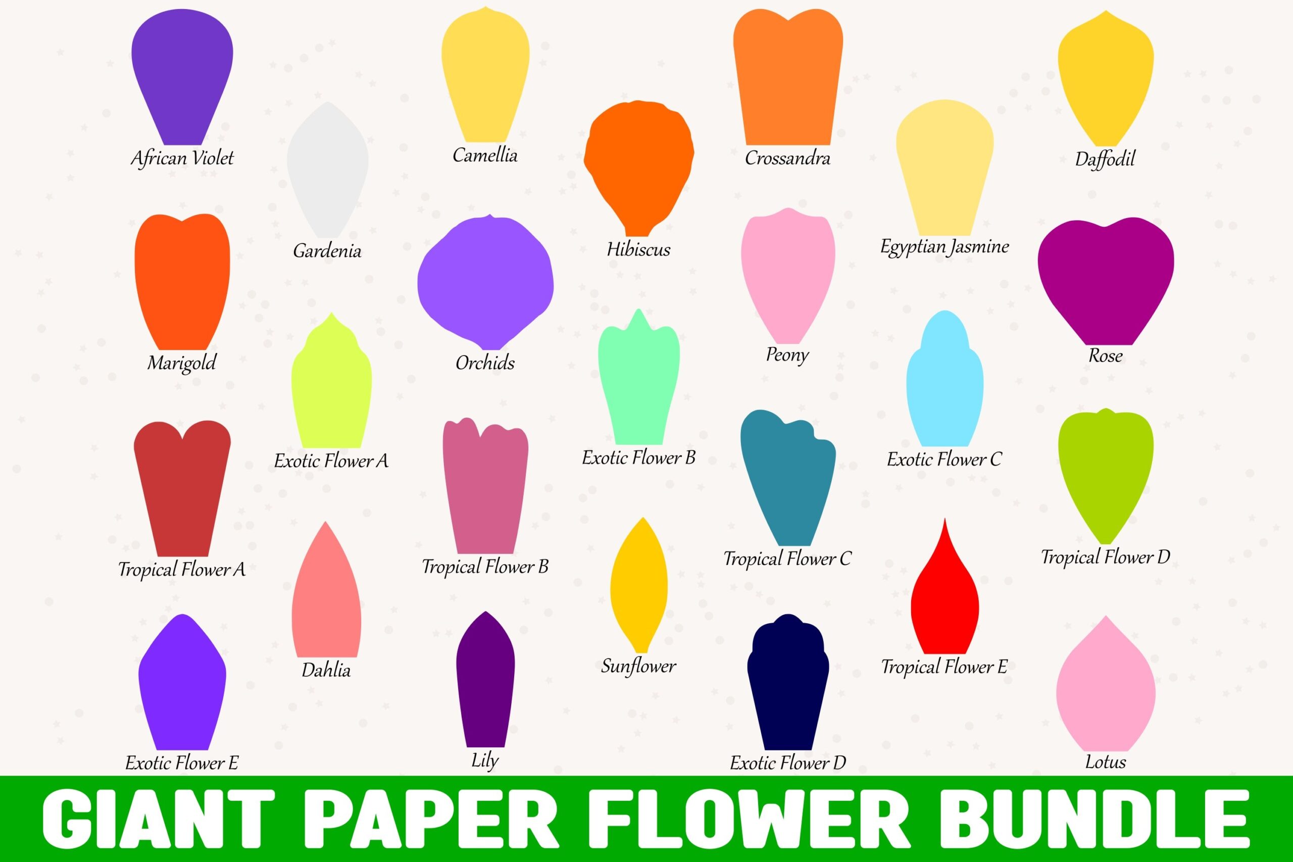Giant Paper Flowers Template SVG DIY Printable Flower PDF