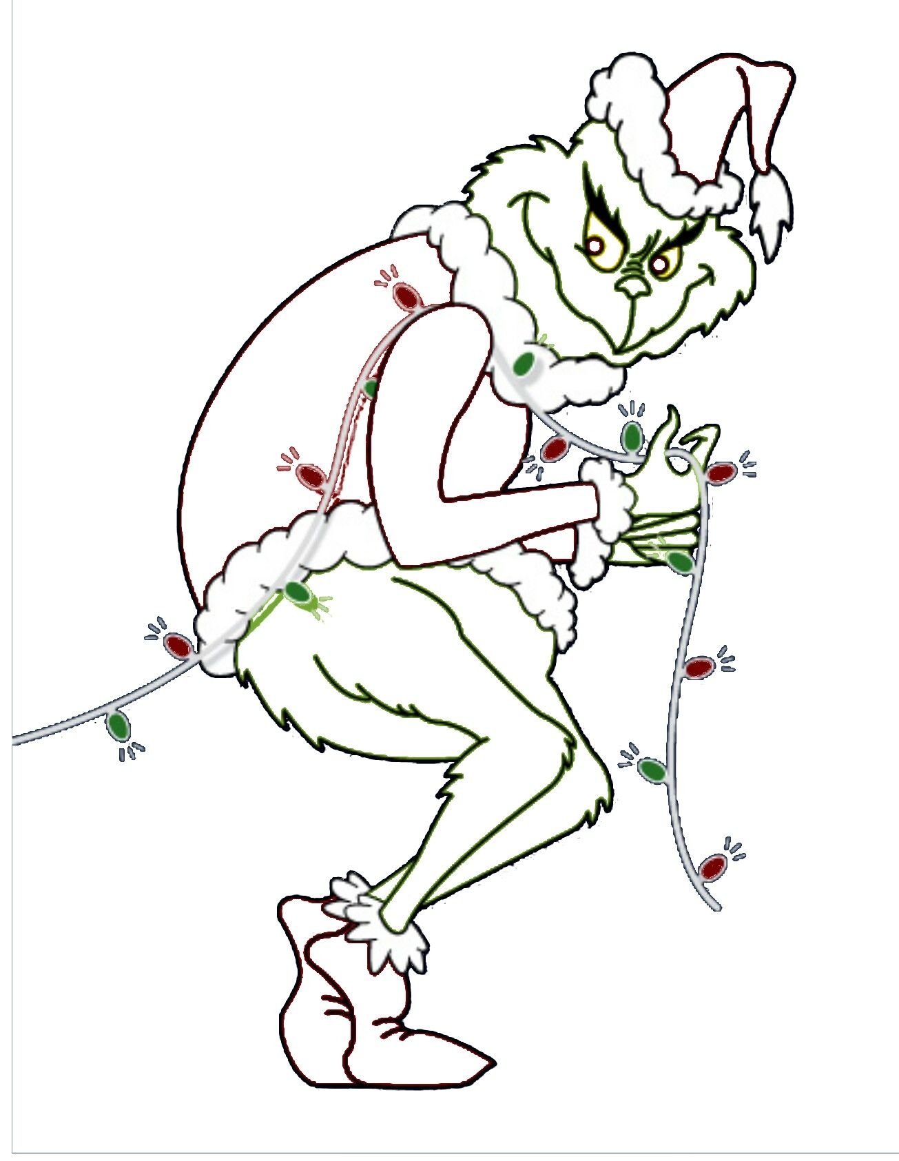Grinch Outline Grinch Stealing Lights Grinch Christmas Christmas Drawing