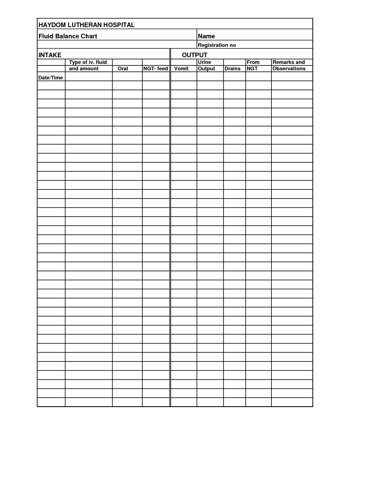 Printable Fluid Intake Chart Template Printables Template Free