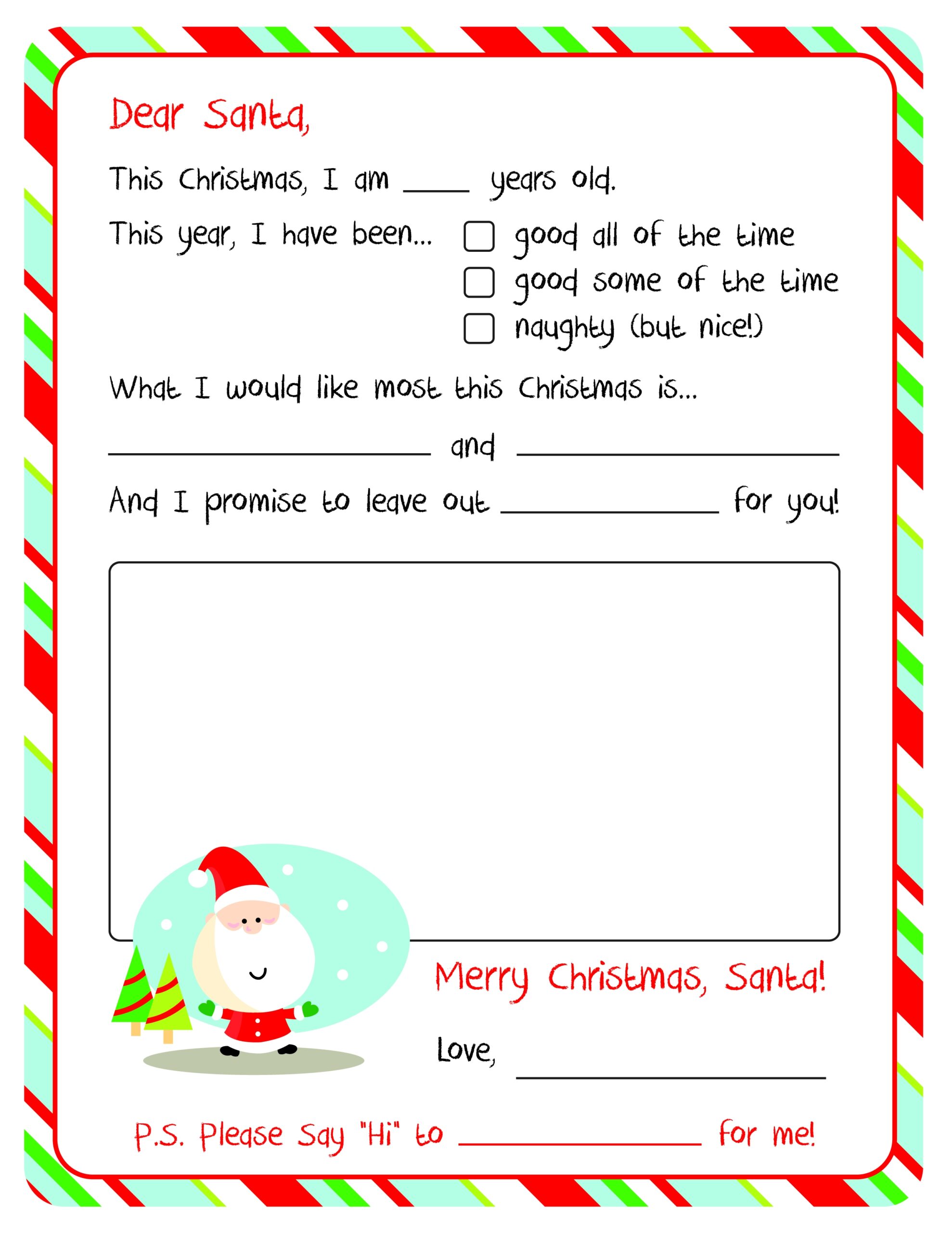 Free Printable Letter To Santa Template Word