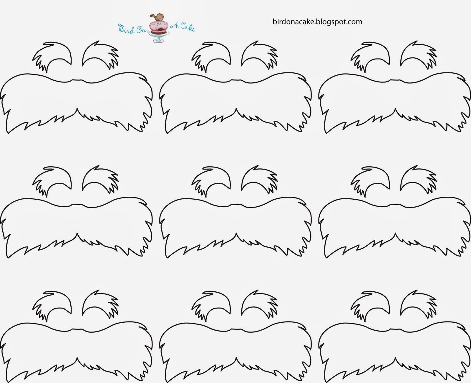 Printable Lorax Mustache And Eyebrows Template Printables Template Free