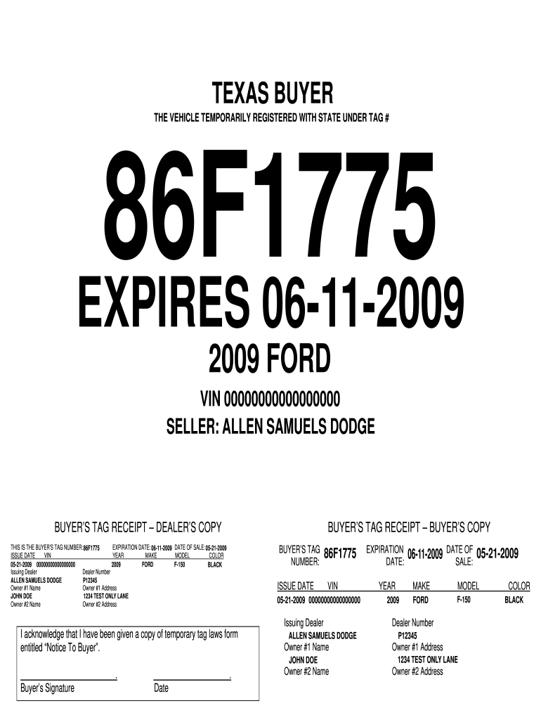 Blank Printable Temporary License Plate Template