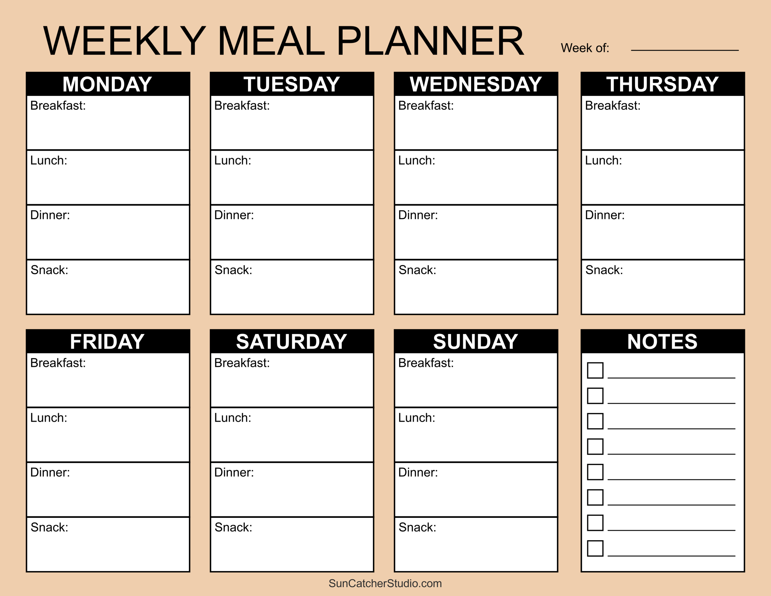 free printable monthly meal planner template paper trail design - meal ...