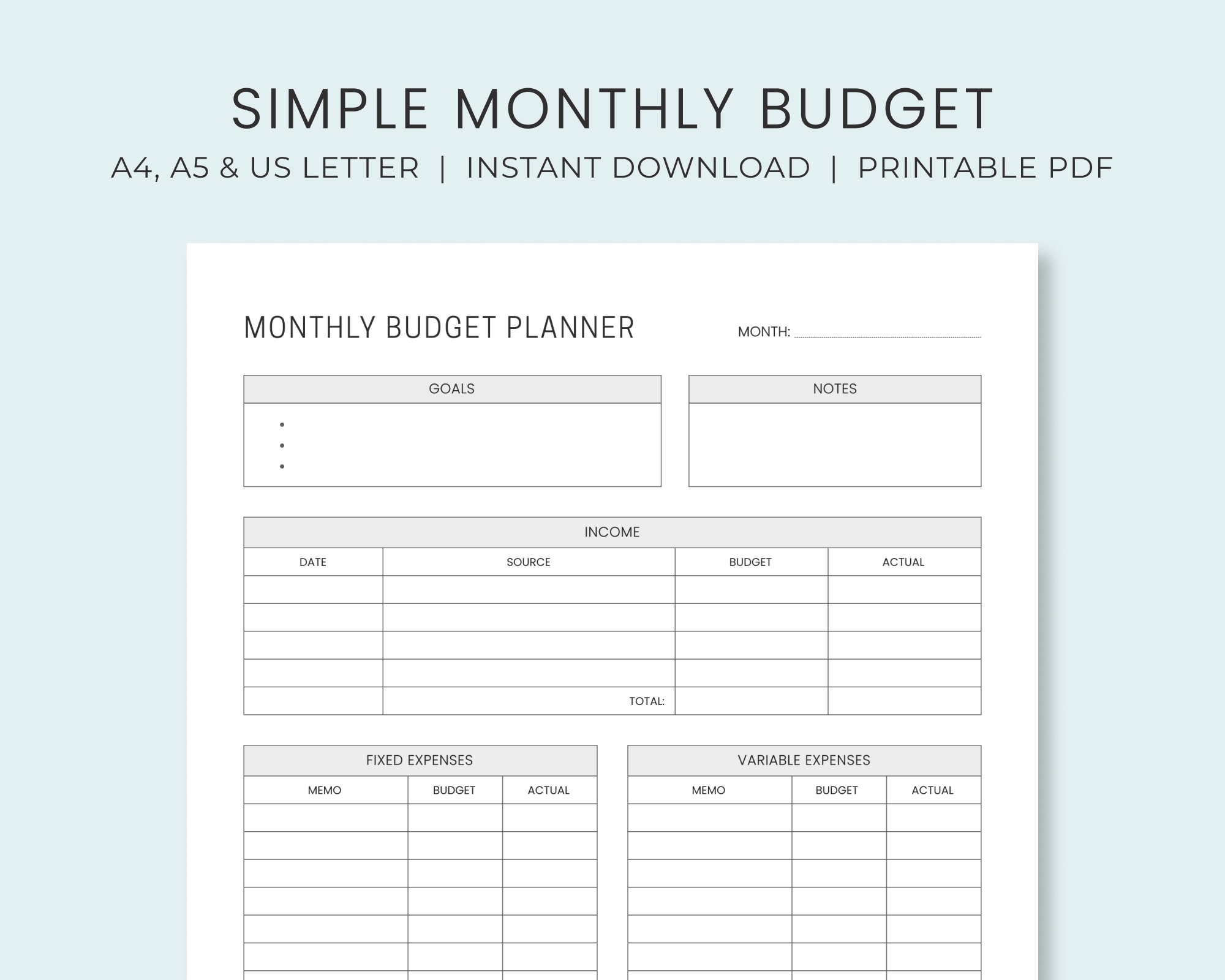 Free Printable Budget Template Monthly