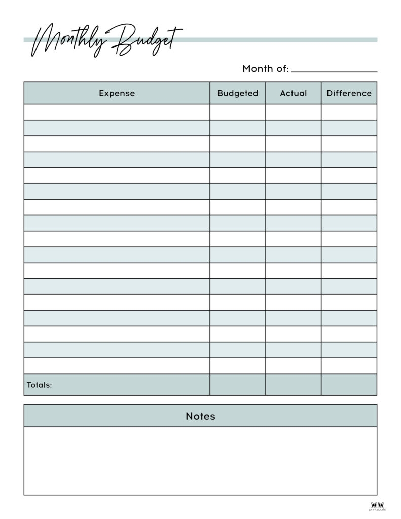 Free Printable Monthly Budget Template Printables Template Free