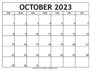 October 2023 Printable Calendar Free printable calendar