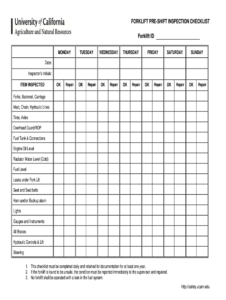 Osha Daily Forklift Inspection Checklist Pdf Fill Out Sign Online DocHub