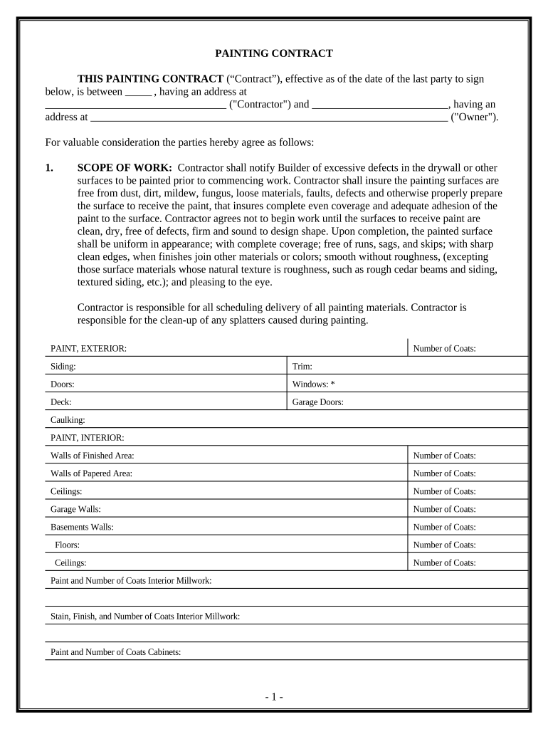 Painting Contract For Contractor Rhode Island Fill Out Sign Online DocHub