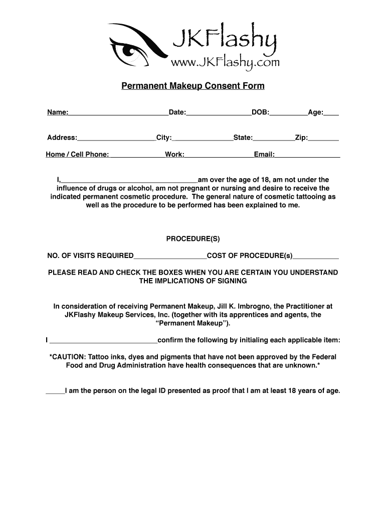 Permanent Makeup Consent Form Pdf Fill Online Printable Fillable Blank PdfFiller